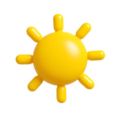 3D Sun Icon in Bright Yellow Cartoon Style
