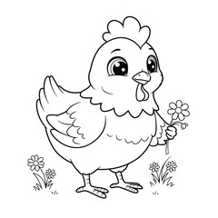 Hen Outline – Minimalist Line Art of a Farm Hen for Poultry, Nature, and Rural Design Projects

