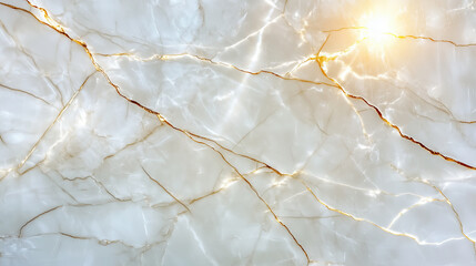 Fototapeta premium Stunning white marble surface with golden veins, showcasing intricate patterns and glossy finish, perfect for elegant designs