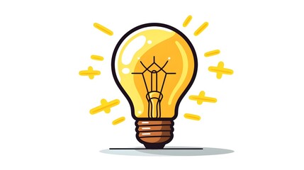 Efficient Yellow Line Style Electricity Bulb Vector for Energy Concepts