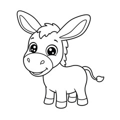 Donkey Outline – Minimalist Line Art of a Friendly Donkey for Farm, Nature, and Animal Design Projects

