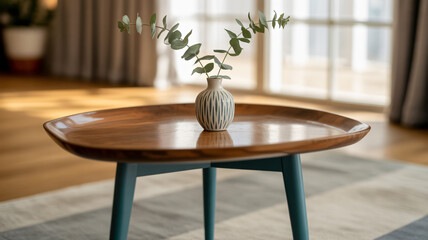 Mid-century modern side table with contrasting colors