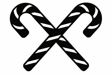 2 cross candy cane  silhouette