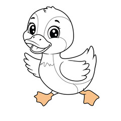 Duck Outline – Minimalist Line Art of a Waterfowl Bird for Nature, Farm, and Educational Design Projects

