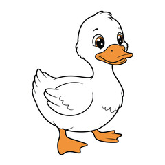 Duck Outline – Minimalist Line Art of a Waterfowl Bird for Nature, Farm, and Educational Design Projects

