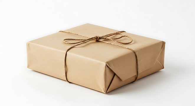 Wrapped package on white background