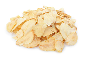Pile of dried garlic isolated on white