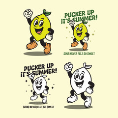 Summer Lemon Mascot Vector, Cute Cartoon Fruit Illustration