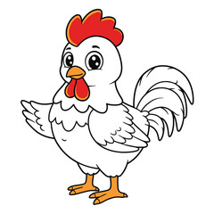 Rooster Outline – Minimalist Line Art of a Proud Rooster for Farm, Nature, and Cultural Design Projects

