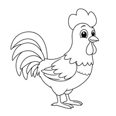 Rooster Outline – Minimalist Line Art of a Proud Rooster for Farm, Nature, and Cultural Design Projects

