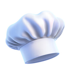 Digitally rendered, white chef's hat angled to the viewer's right. It is displayed in a clean, isolated manner.