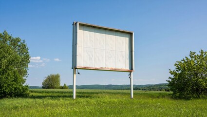 Blank Billboard in Scenic Natural Landscape &ndash; Empty Advertising Space in Peaceful Countryside