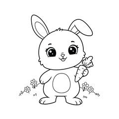 Rabbit Outline &ndash; Simple Minimalist Line Art of a Cute Bunny for Nature, Pet, and Easter Design Projects

