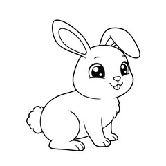 Rabbit Outline – Simple Minimalist Line Art of a Cute Bunny for Nature, Pet, and Easter Design Projects

