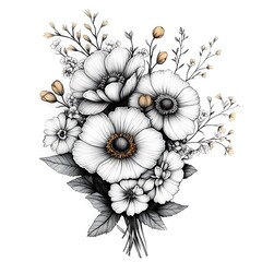 Minimalist botanical flower grouping drawing high resolution picture