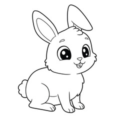 Rabbit Outline – Simple Minimalist Line Art of a Cute Bunny for Nature, Pet, and Easter Design Projects

