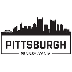 Fototapeta premium Pittsburgh skyline horizontal banner. Black silhouette of Pittsburgh, Pennsylvania. Vector template for your design. Vector black silhouette. with white background