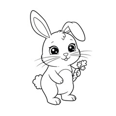 Rabbit Outline – Simple Minimalist Line Art of a Cute Bunny for Nature, Pet, and Easter Design Projects

