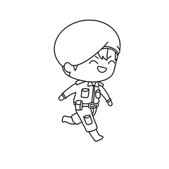 Obraz premium A cartoon character is running with a smile on his face