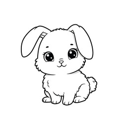 Rabbit Outline – Simple Minimalist Line Art of a Cute Bunny for Nature, Pet, and Easter Design Projects

