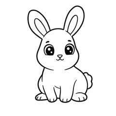 Rabbit Outline – Simple Minimalist Line Art of a Cute Bunny for Nature, Pet, and Easter Design Projects

