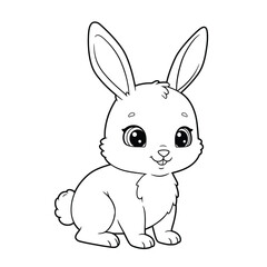 Rabbit Outline – Simple Minimalist Line Art of a Cute Bunny for Nature, Pet, and Easter Design Projects

