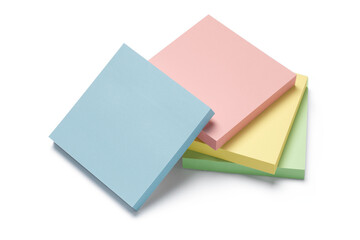 stack of colorful sticky notes isolated on transparent background.