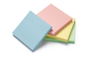 stack of colorful sticky notes isolated on transparent background.
