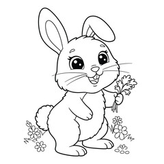 Rabbit Outline – Simple Minimalist Line Art of a Cute Bunny for Nature, Pet, and Easter Design Projects

