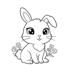 Rabbit Outline – Simple Minimalist Line Art of a Cute Bunny for Nature, Pet, and Easter Design Projects

