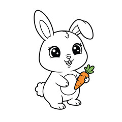 Rabbit Outline – Simple Minimalist Line Art of a Cute Bunny for Nature, Pet, and Easter Design Projects

