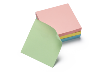 stack of colorful sticky notes isolated on transparent background.