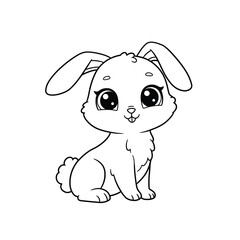 Rabbit Outline – Simple Minimalist Line Art of a Cute Bunny for Nature, Pet, and Easter Design Projects


