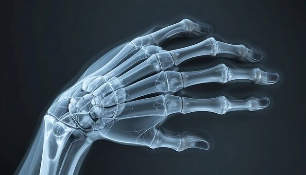 Right Hand X-ray PA View Detailed X-ray of the right hand for diagnosing fractures or arthritis.