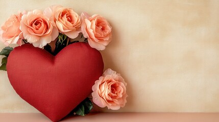 Heart and roses on a light colored background design
