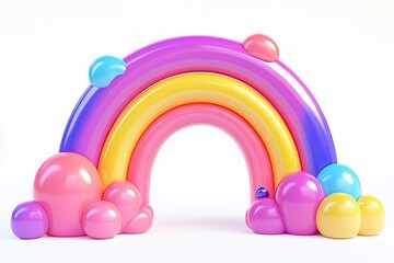 Colorful rainbow archway with pastel-colored clouds