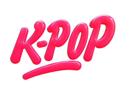 K-POP 3D balloon text in pink style