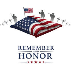 Card for Memorial Day. Reflect and respect. Vector design.