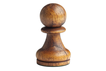 Antique Wooden Chess Pawn Isolated Game Piece Strategy Game Classic Design on transparent background
