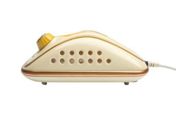 Elegant Retro Cream Computer Mouse Gold Accents Vintage on transparent background