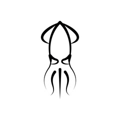 Squid outline vector icon. Can be used for any platform action promotion and advertising mockup. Isolated symbol sign used for: mobile, app, design, web, dev, ui, ux, gui. EPS 10. For your project