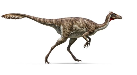 Gallimimus dinosaur set against isolated white background