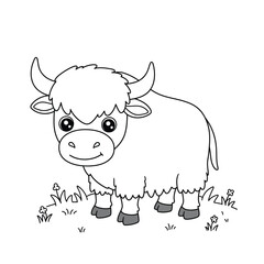Yak Outline – Minimalist Line Art of a Himalayan Mountain Animal for Nature, Wildlife, and Cultural Design Projects

