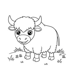 Yak Outline – Minimalist Line Art of a Himalayan Mountain Animal for Nature, Wildlife, and Cultural Design Projects

