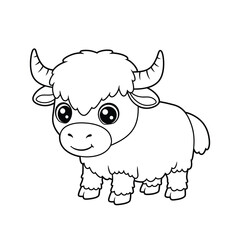 Yak Outline – Minimalist Line Art of a Himalayan Mountain Animal for Nature, Wildlife, and Cultural Design Projects

