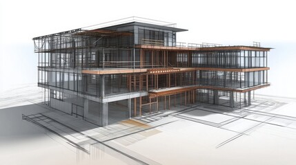 D BIM model displaying construction sequencing and real-time project simulation