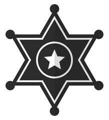 Sheriff star icon isolated on white background.