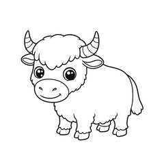 Yak Outline – Minimalist Line Art of a Himalayan Mountain Animal for Nature, Wildlife, and Cultural Design Projects

