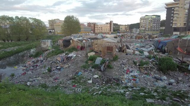 massive gypsies slum in Shkoder , Albania