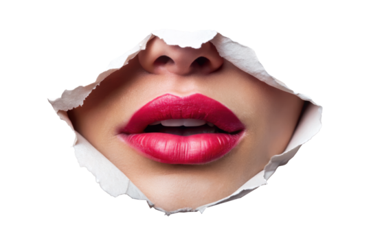 women lips from torn paper isolated PNG